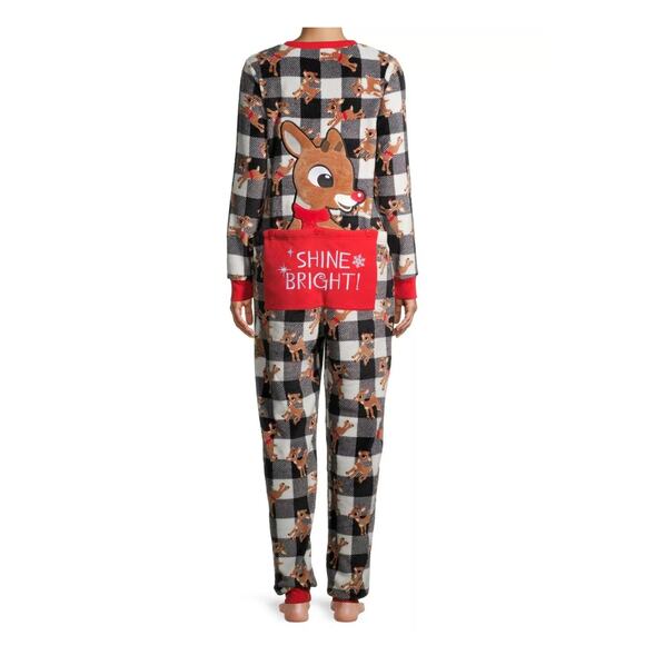 Rudolph the Red Nosed Reindeer Union Suit Women's Pajamas One Piece Size Medium - Picture 3 of 9